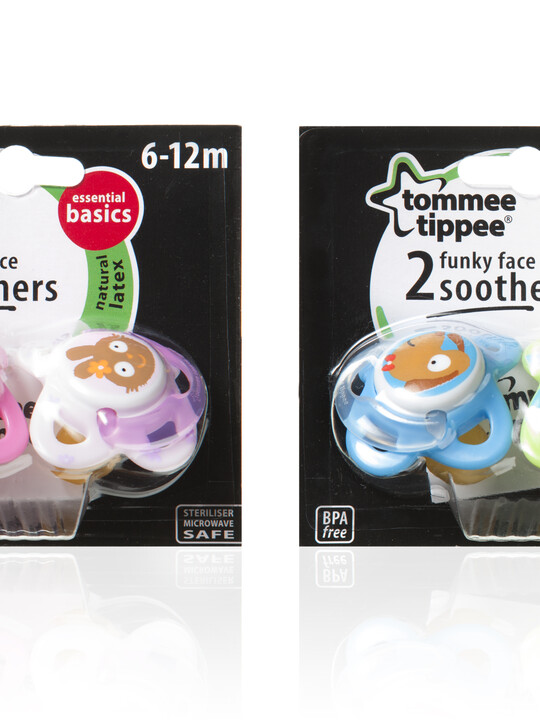 Tommee Tippee 2 x Funky Face Soother 6-8m image number 1